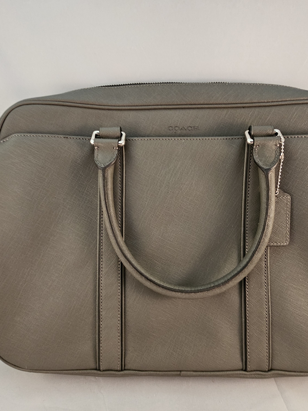 Coach Gray Men’s Leather Brief Tote! NWT!